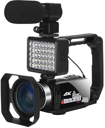 BAFEIYA Registratore per videocamera Vlogging con videocam Full 4K Blog Videoregistratore Streaming Videocamera Portatile Outdoor UHD 48MP Fotocamere digitali Vlog for la fotografia(No SD Card,Set 3)