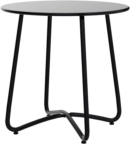 BERARDI HOME | Tavolino Rotondo in Metallo, 45x45 cm, Impermeabile, Design Minimal, per Interno ed Esterno, Nero