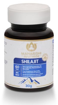 Maharishi Ayurveda Shilajit 995mg | Ayurvedisches Nahrungsergänzungsmittel mit ayurvedischen Pflanzenteilen & Mineralien I Fulvinsäure & 85 Mineralien | Traditionelle Formel | 60 Tabletten
