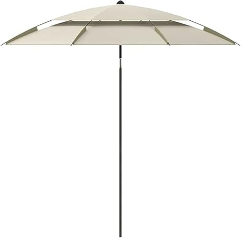Generisch Terrassenschirm, Winddichter Tischschirm mit Sandanker, 2-baldachiniger Strandschirm, Verstellbarer Sonnenschutz für Pool, Garten und Reisen(Beige,240cm/8ft)
