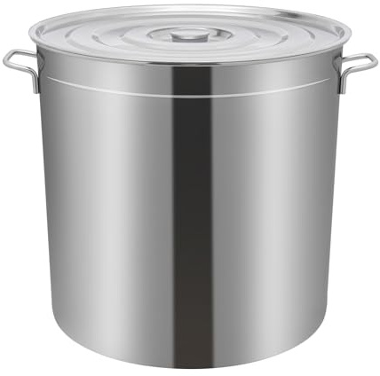 Olla universal de 50 l con tapa de cristal, olla grande con tapa, acero inoxidable, para eventos de grupos grandes, color plateado
