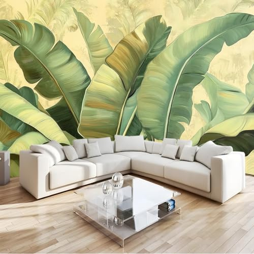 Papier Peint Panoramique 250 X 175 Cm Plantes Tropicales 3D Intissé Feuille De Bananier– Fresque Murale Personnalisée Pour Salon, Chambre, Bureau, Restaurant – Poster Géant Décoratif Moderne