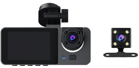 Agwuoetr Fotocamera da Cruscotto per Auto 1080P Anteriore e Posteriore Interna, Schermo IPS da 2,0 Pollici, Visione Notturna, Sensore G, Registrazione In Loop, Registrazione di Parcheggio 24 Ore Durev