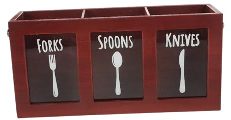 VICASKY Wooden Silverware Organizer Case 3 Compartments for Tableware