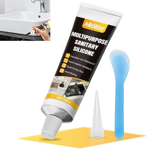 AllisWay Bad Silikon,Gut Abdichten und Wasserdicht Machen，Schwarz | Silikon Badezimmer, Silikons Küche, Wasserfeste Dichtmasse, Geeignet für Toiletten, Waschbecken und Badewannen, 100ml