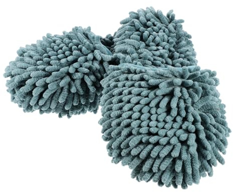 Anneome Zapatillas Mopa Reutilizables de Chenilla Absorbente para Limpieza de Suelos Antideslizantes para Hogar y Oficina Talla Única Gris Verde