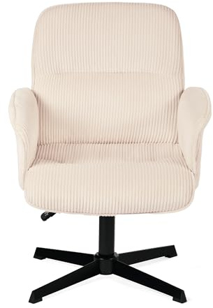 MEUBLE Cosy Bürostuhl Ergonomisch Schreibtischstuhl mit höhenverstellbar Armlehnen 360° Drehbar Schminkstuhl Sessel für Büro Wohnzimmer Schlafzimmer Vanity, Cordstoff, Beige