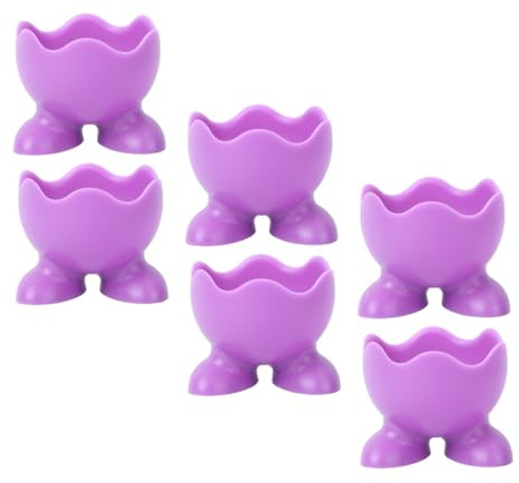 SEWACC Lot de 6 Coquetiers en Silicone Violet Pieds Porte-Œufs de Table Compact et Léger Ustensile Cuisine Pratique pour Œufs Pochés et Durs à Domicile