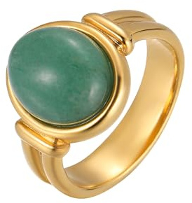 YeGieonr Bague Femme Or Acier Inoxydable - Chevaliere Doree Plaque Or 18K, Bague Empilable Elegante, Bijoux Cadeau Femme