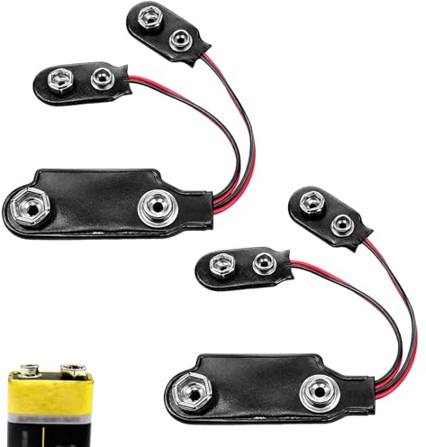 2Pack PP3 to PP9 Battery Adapter for Vintage Radio 9V Connector | Reusable PP3 9V to PP9 Battery Converter with Snap Connector Cable, Ideal for Roberts, Hacker and Vintage Radio Devices