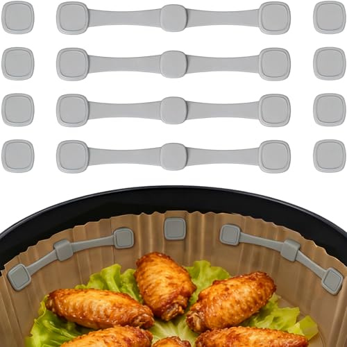 FURNSII Magnet för Airfryer Papper, 12 Pack Magneter för Att Fixera Air Fryer Bakpapper, Silikon Magnet BPA-Fri Magnetiska Tillbehör Kompatibel med Philips Ninja Luftfritös (Grå)