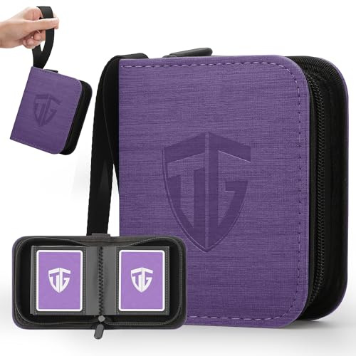 TCGUARD Mini Sammelkarten Album mit 40 Karten Fassungsvermögen, Reißverschluss 1-Fach Binder für TCG- & Sportkarten, Tragbares Geschenk für Sammler, Yugioh Lila