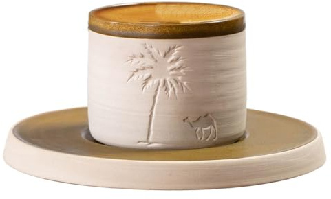 Palm Tree Coffee Mug Set,Desert Camel Coffee Cup,Arabic Style Vintage Coffee Mugs,Unique Tea Cup for Women and Men(120ml)