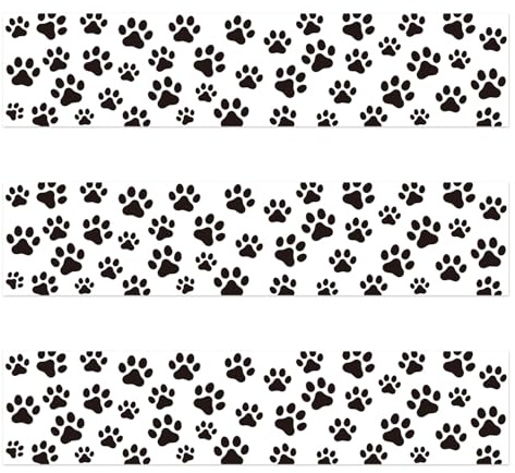 3pcs Puppy Paw Print Edible Cake Border Strips, 28x6.2cm/11x2.44in Pre-cut Glutinous Rice Paper Decorations for Dog Birthday Cakes Puppy Treats & Desserts