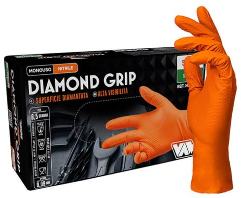 Generico Guanti in Nitrile Monouso Diamond Grip Alta Visibilità – Superficie Diamantata Antiscivolo – Resistenza e Comfort – 100 pezzi – PW Store - 2 scatole (M)