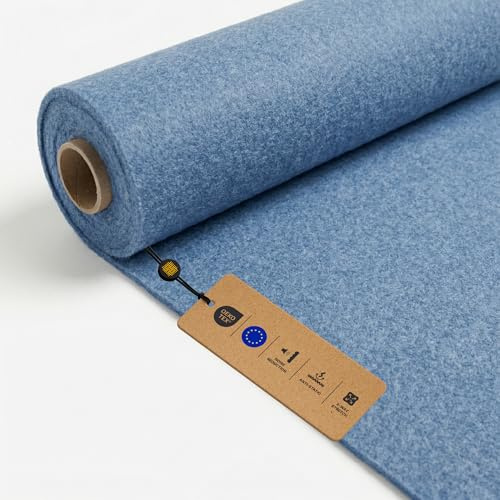LOMIQ Filz ULTRAFLEX 100x200 cm, Hellblau, Filzstoff Meterware, Schallisolierend Bezugsstoff Flexibel, Bastelfilz Superflex, Antistatisch Filzmatte für Streaming-Raum, Heimstudio, Waschmaschinen