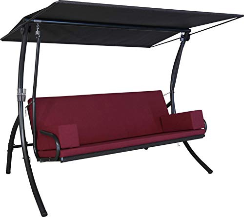 ANGERER Hollywoodschaukel Elegance Tolar rot | Gartenschaukel Made in Germany, Schaukel zum Sitzen, Liegen und Entspannen, inklusive Bett-Funktion, einfache Montage