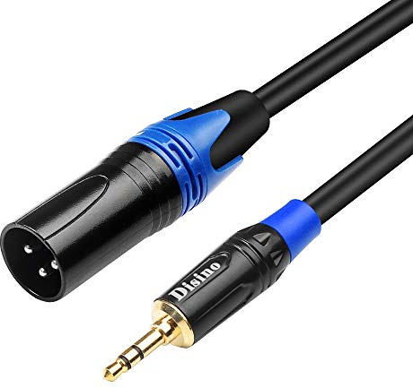Disino 3.5mm to XLR Cable, Unbalanced 1/8 inch Mini Jack TRS Stereo Male to XLR Male Microphone Audio Cable - 3.3 FT