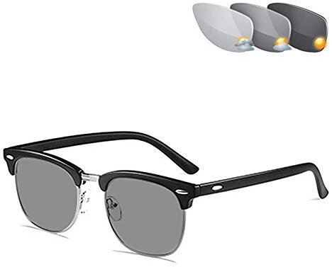 Gafas De Lectura Multifocales Progresivas, Gafas De Sol De Decoloración para Hombres con Luz Azul, Lector De Protección UV400 para Miopía,Photochromic,+1.50