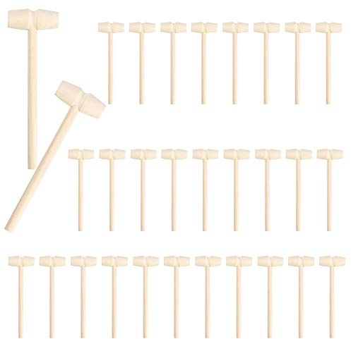 30 Stück Mini Holzhammer Hammer, Mini Holzhammer für Schokolade, Hammer Spielzeug Holzhammer Pochen Spielzeug Lernspielzeug für Jungen Und Mädchen