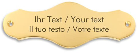 targhetta in ottone con la vostra incisione individuale – 137 x 47 mm, curva - targhetta per campanello, targhetta, targhetta incisa