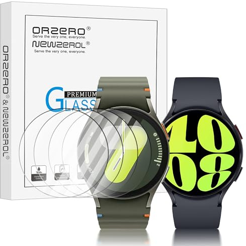 NEWZEROL 4 Pezzi Vetro Temperato Compatibile per Samsung Galaxy Watch 7/6/5/4 44mm(Diametro 41mm) Pellicola, Pellicola AntiGraffio Alta Risoluzione Senza Bolle Pellicola Protettiva