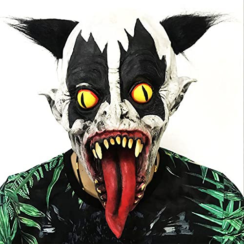 IBLUELOVER Halloween Zombie Mask with Black Wigs Full Face Cracked Clown Assassin Latex Mask Devil Ghost Sloth Mask Horror Creepy Party Props Fancy Dress Cosplay Costume for Theme Party Nightclub