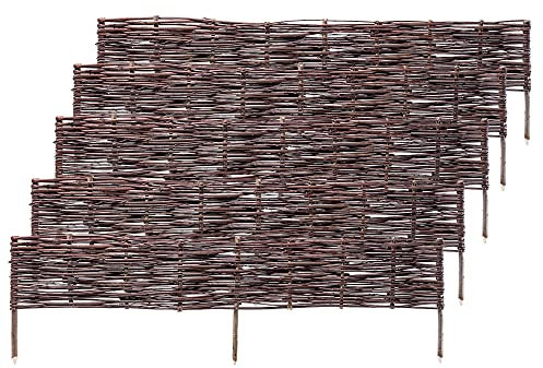 KADAX Palissades en Osier Naturel pour Jardin, Clôtures Décoratives pour Délimiter, Orner et Sublimer Votre Espace Exterieur (120 x 20 cm, Lot de 5)