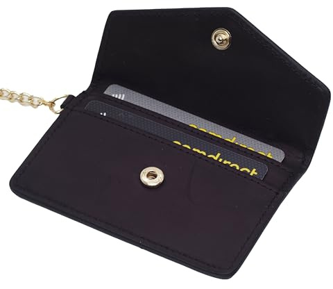 BAWAKO Kartenetui Leder, Kreditkartenetui RFID Schutz, Fahrzeugschein, Ausweis, Karten, Tragbar Kleine Handtasche (Schwarz)