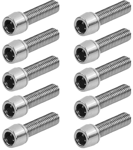 Fangehong 10 Pcs Bicycle Stem Bolts with Washers, M5 x 20mm (Silver) | Bike Disc Brake Caliper Bolts,Bike Stem Fixed Screws,Handlebar Stem Screws for Mountain Road Bicycle