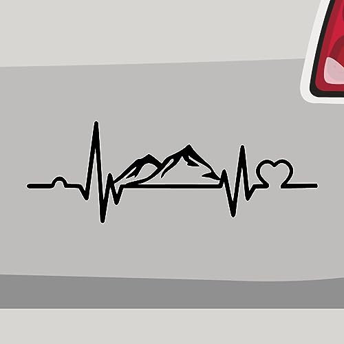 Stickerfreaks Herzschlag Berge Aufkleber Outdoor Sticker Abenteuer Auto Bike Decal Vinyl Alpen Aufkleber Größe: 46x16cm (XXL) | Farbe: 54-türkis | Outdoor Sticker Kleber Deko Tuning Auto-Folie
