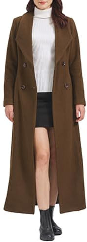 PLAERPENER Cappotto in lana di cashmere da donna, trench invernale caldo e spesso, doppio petto, lungo, Marrone caffè , 46