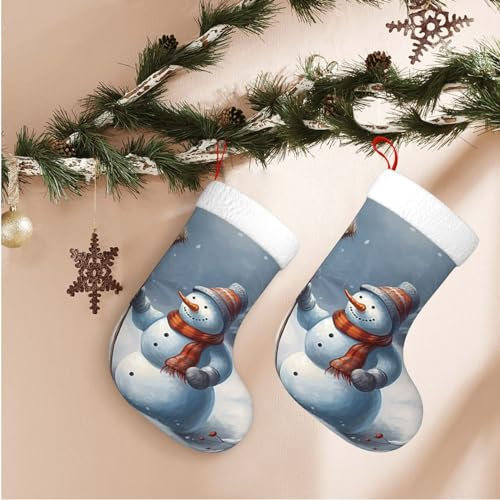 VducK Harte Schneemann-Weihnachtsstrümpfe, Dekorationen, groß, personalisierbar, für Familie, Weihnachten, Urlaub, Party, Innenbereich, Bauernhaus-Dekoration