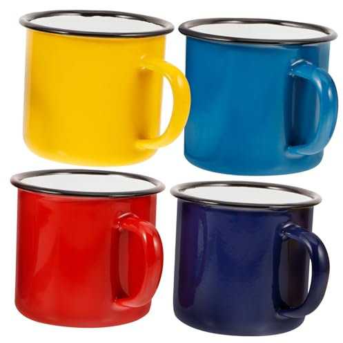 Yardwe 4stücke Vintage Emaillebecher Emaille Kaffeebecher Traditionelle Chinesische Wasserbecher Für Campinggeschirr Emaille Teebecher Und Wasserbecher Für Reisen
