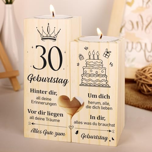 30 Geburtstag Frauen Mann - Personalisierter Kerzenständer | Geschenke zum 30. Geburtstag, 30. Geburtstagsgeschenke für Vater, Mutter, Freunde, Ehemann, Ehefrau, 30. Geschenkideen Deko