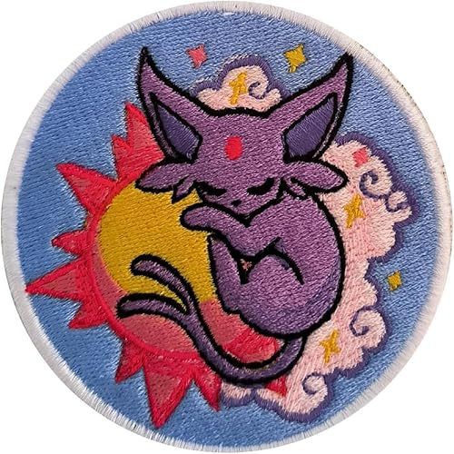 VALKYNEA 100 % broderad lapp inspirerad av anime konst/Espeon/Patch broderi/broderad applikation (kardborreband/krok och ögla)