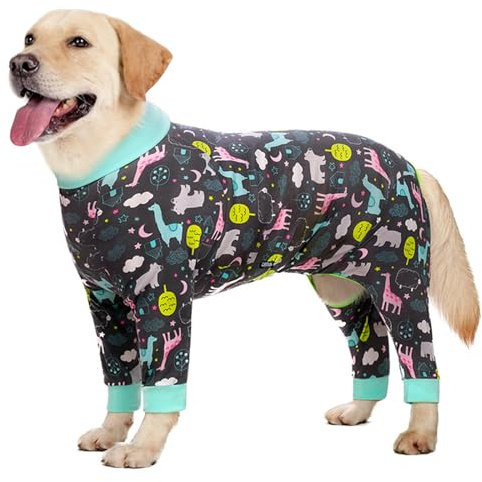 Oslueidy Tuta di Recupero per Cani Dopo l'Intervento Chirurgico, Pigiama del Corpo Pieno per Cani Grandi e Medi, Recovery Onesie (Blu Grigio, 4XL)