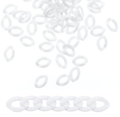 QUARKZMAN 200Stk Acryl Kette Verknüpfung Ringe Verbindung Steckverbindungen Offen Verbindung Ringe Plastik C-Clip Haken für Heimwerken Geldbörse Augenglas Schmuck Herstellung Kette Weiß