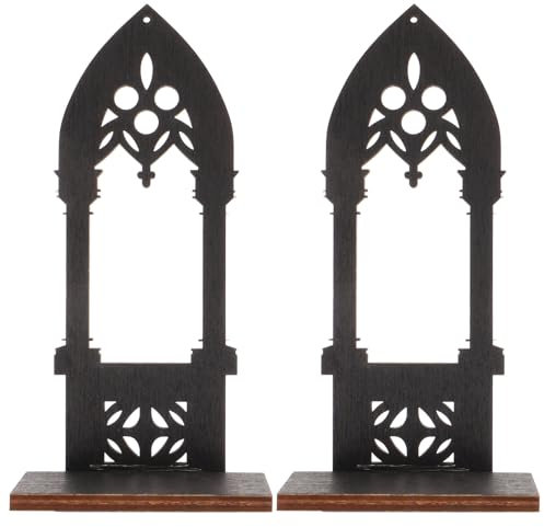 Alipis Wall Sconce Candle Holder, 1 Pair Gothic Black Rustic Wall Mount Candle Holders Tea Light Candle Stand Wood Hanging Shelf Wall Decor for Living Room S