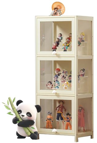 Ddasam Glas Acryl vitrine, setzkasten mit Scheibe, Vitrine für Sammlerstücke, Wohnzimmerschrank, durchsichtige Vitrine für Wohnzimmer und Büro Schwarz106×40×33cm,Vitrine mit 3 Fächern