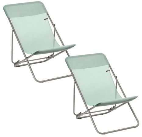 Lafuma MOBILIER - Lot De 2 Transats Jardin Pliants Multi-Positions - Maxi Transat - Batyline® Iso - Vert Tilleul - Fabriqué en France - BDL0003_9268 - Garantie 5 Ans - L.83xl.62xH.91cm