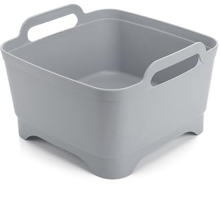 TIMIFUN Washing Up Bowl with Sink Plug Strainer, Sink Strainer, Multipurpose Square Basin, Wash Drain for Fruits Vegetables, Kitchen Useful Large Wash Bucket with Handles and Draining Plug
