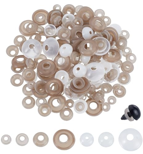 PH PandaHall 220 arandelas de plástico de 7 tamaños para ojos amigurumi, arandelas traseras para ojos de seguridad, arandela diseñada para ojos de ganchillo, arandela segura para animales de peluche