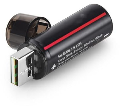 Beimus Batería recargable USB de litio AA de 1,5 V AA, puerto USB integrado para una fácil carga, voltaje estable para varios