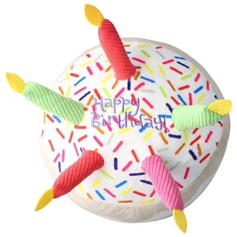 Ziyonix Hund Geburtstagstorte Spielzeug Quietschendes Hundespielzeug Hundegeburtstag Plüsch Kuchen Spielzeug für Haustier Interaktives Geburtstagsgeschenk