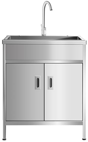 Évier commercial en acier inoxydable avec armoire, évier de service d'extérieur 68 x 45 x 80 cm, simple froid pour cuisine, salle de bain, restaurant – Évier utilitaire indépendant