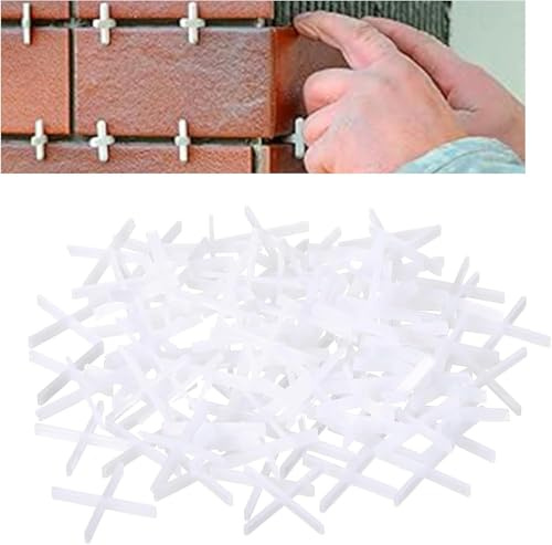 500pcs 1mm Tile spacers - Hard Plastic Cross Tile spacers - White Plastic Cross spacers - Rubi Tile spacers - Ideal for Garden Tiles, Floor Tiles, and Decorative Tiles