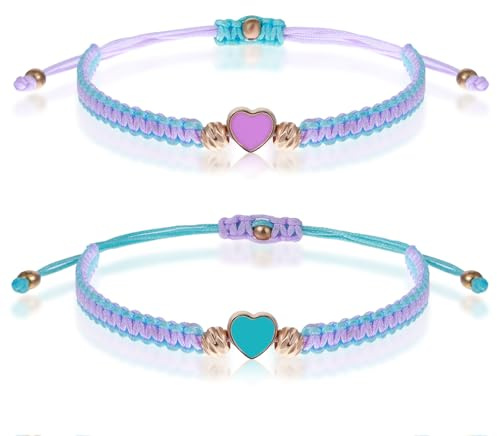 Ymapinc 2pcs Heart Matching Bracelets for Couples, Friendship Bracelet for Girls, Bestie Bracelet Jewellery for Women Couples & Best Friends