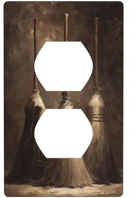 Three Brooms Vintage Outlet Cover Light Switch Cover Decorative 1 Gang Wall Plate For Kitchen Room Bathroom Size 4.5 X 2.75