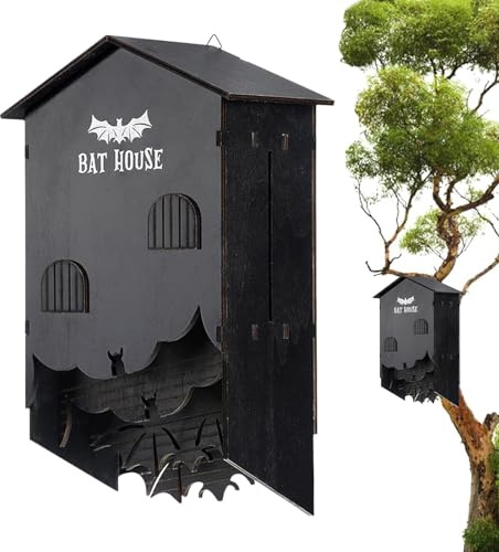 Caja de murciélago de cámaras-Refugio de Madera de 9.5x15x25cm para Uso al Aire Libre | Hábitat de murciélago Duradero, Control de Insectos Naturales | Jardín, Patio Trasero, Patio, Granja, Amiga
